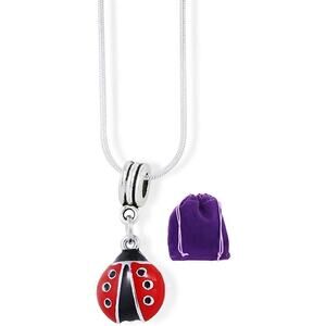 Ladybug with six black dots and black head Charm Necklace